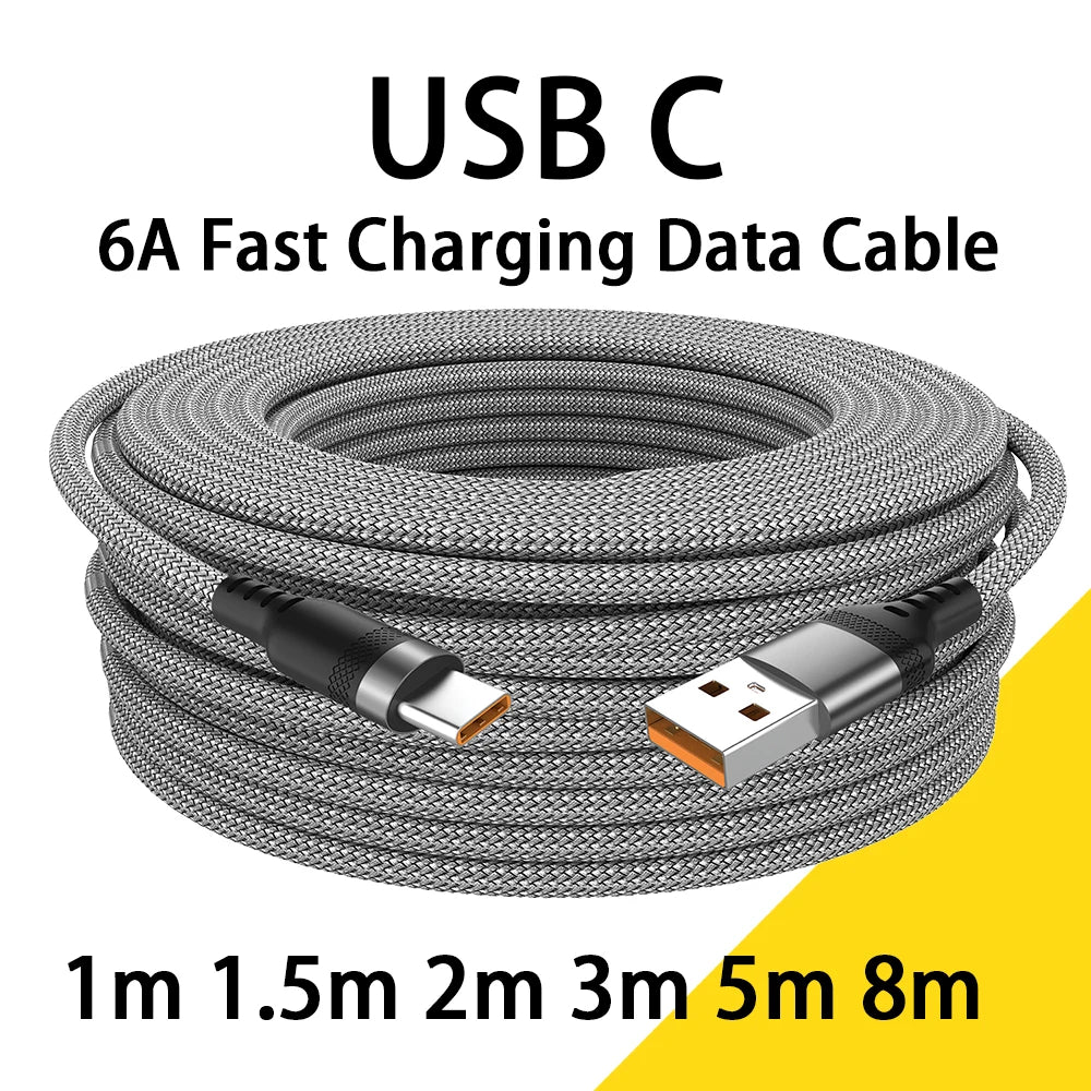 USB Type C 6A Super- Chargeur Cable For Huawei USB C Extended 1m 2m 3m 5m 8-M